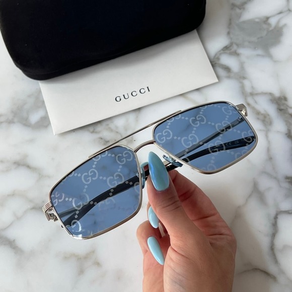 NEW Gucci GG0941S Silver Logo Mirror Aviator Sunglasses - Picture 4 of 12